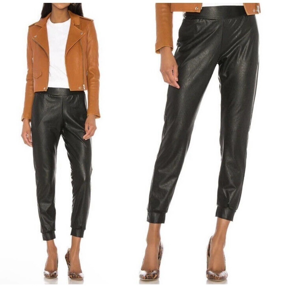 Commando Faux Leather Joggers Pants Pull on High Rise Women's Black Size L